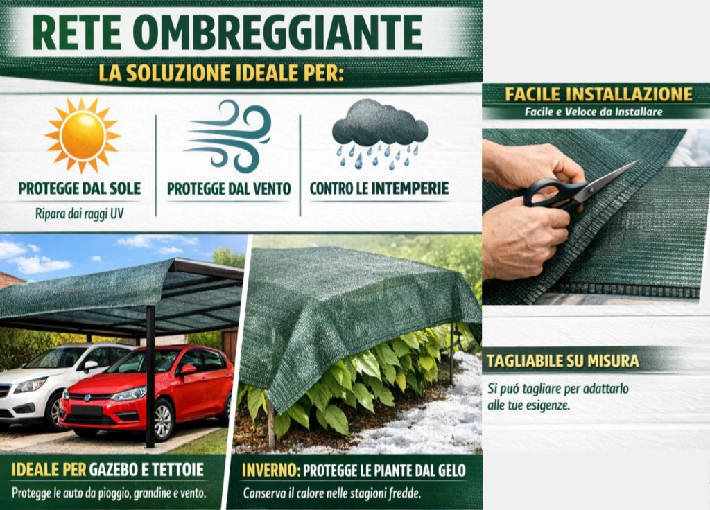 Rotolo Rete Ombreggiante Esterno Protezione Sole Pioggia Frangivista Coprente - 1x30mt - Ombreggiante