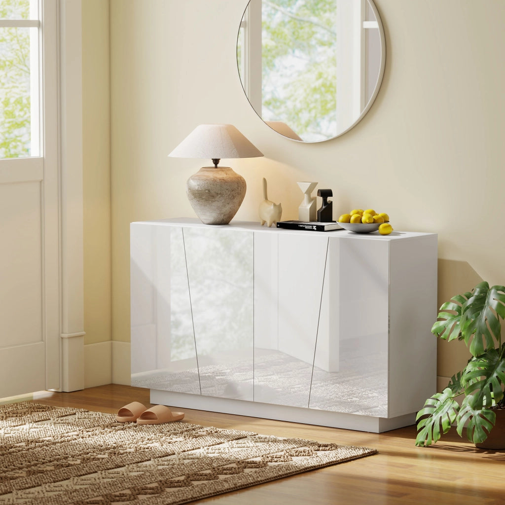Armadio con ante scorrevoli e ripiano regolabile ¨C zephmum ¨C bianco lucido 150x40x88