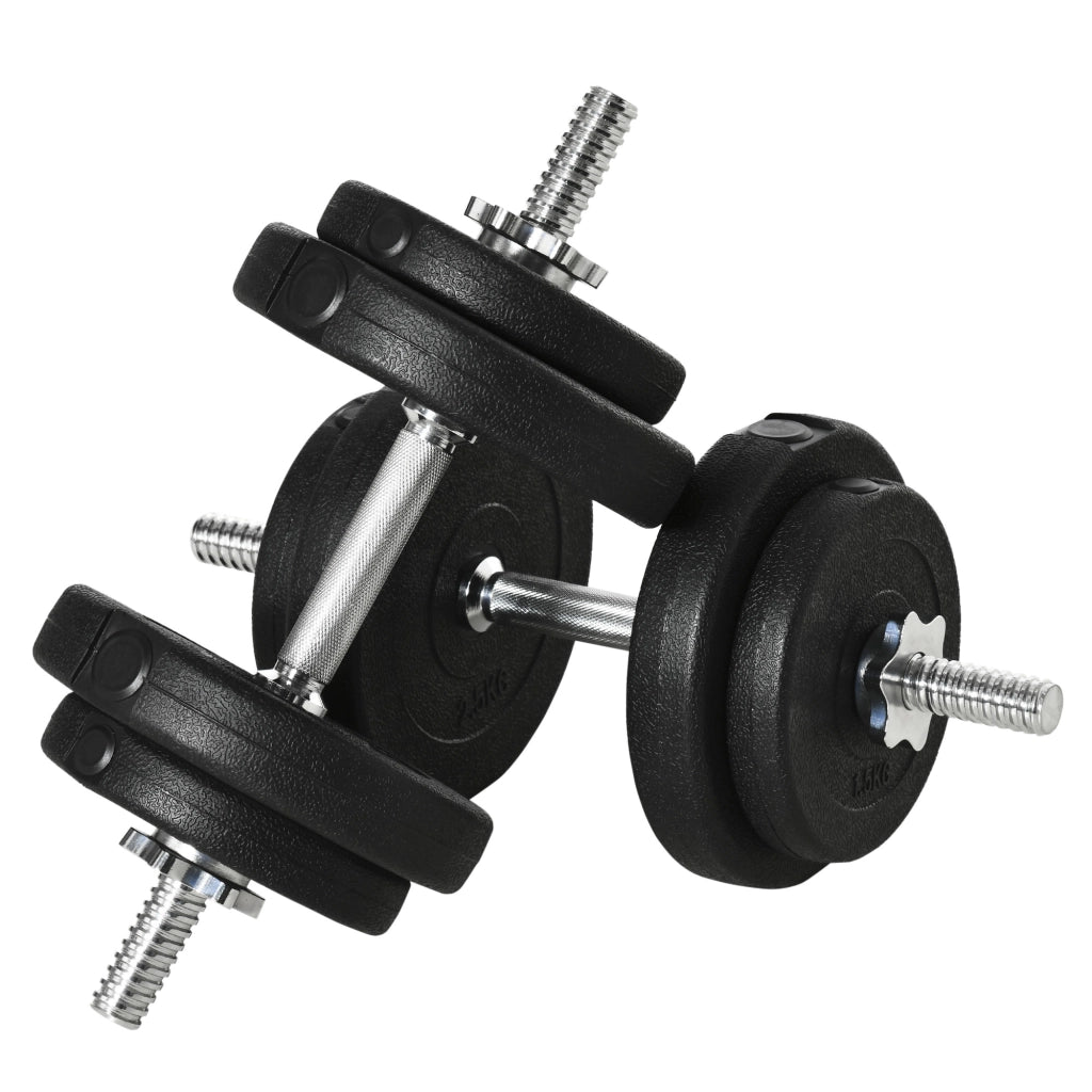 Set Pesi Manubri da 20 kg con 8 Dischi in Acciaio e Sabbia Nero