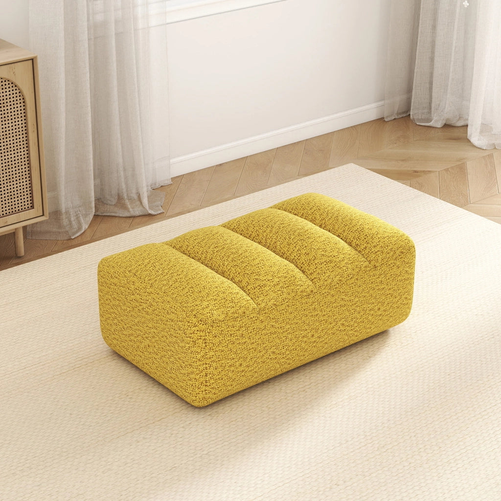 Divano modulare con ottomana senza struttura in fleece granulato giallo