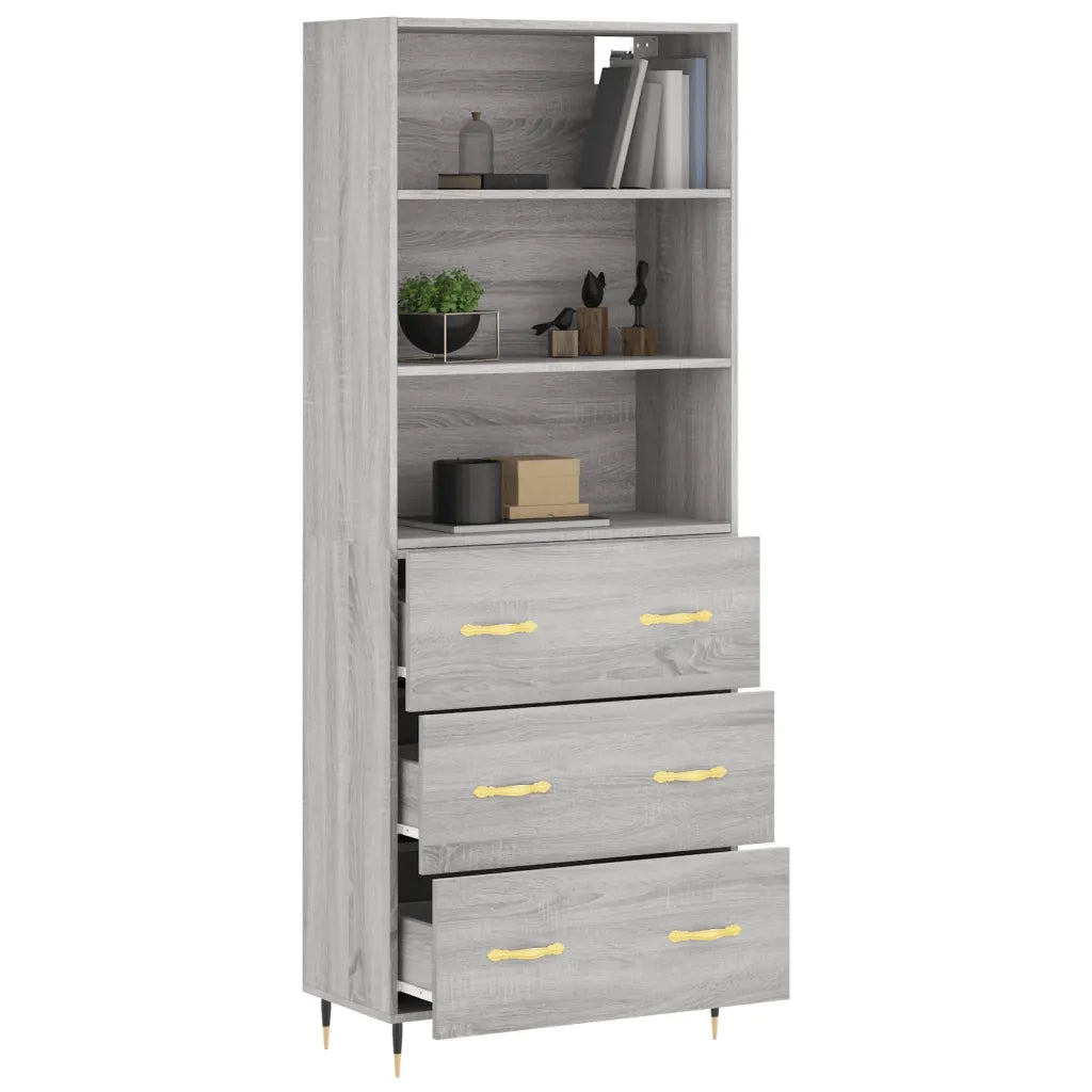 Credenza | Madia | Buffet da pranzo | Armadio da pranzo Grigio Sonoma 69,5x34x180 cm in Legno Multistrato