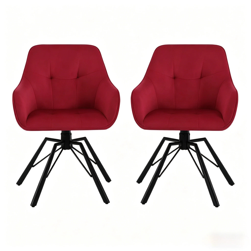SEDIA girevole 360° con braccioli velluto rosso vino Set da 2 pezzi