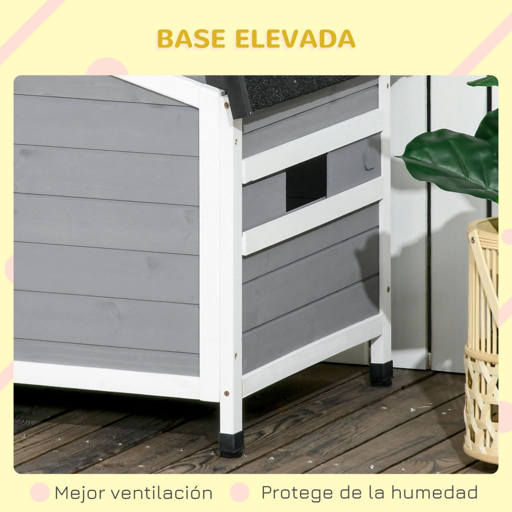 Cuccia per Cani in Legno ¨C Xylo ¨C Tetto Bituminoso Base Estraibile 97x72x65 cm Grigio