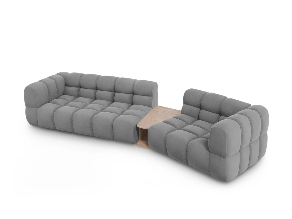 Cosmopolitan Design - Divano modulare destro "Sky" 3 posti in velluto grigio chiaro 