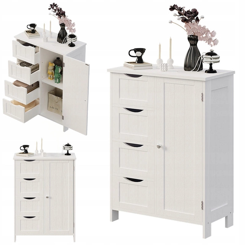 ARMADIO SCAFFALE COMÒ BAGNO INGRESSO 3 CASSETTI BIANCO ALTEZZA 80 CM