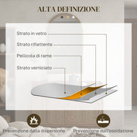 Specchio da Parete ad Arco 65x110 cm Cornice in Legno Marrone Scuro