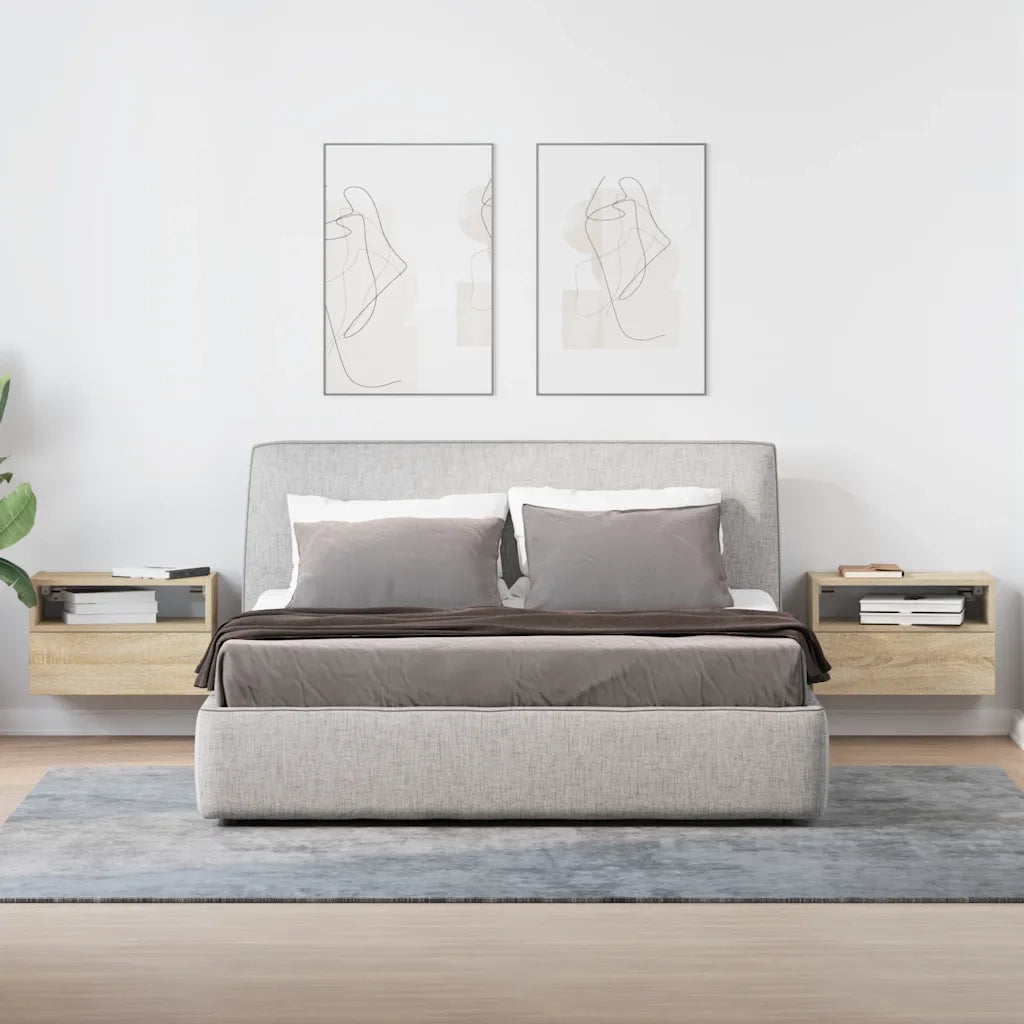 Comodini a Muro 2 pz Rovere Sonoma 45x26x28,5 cm