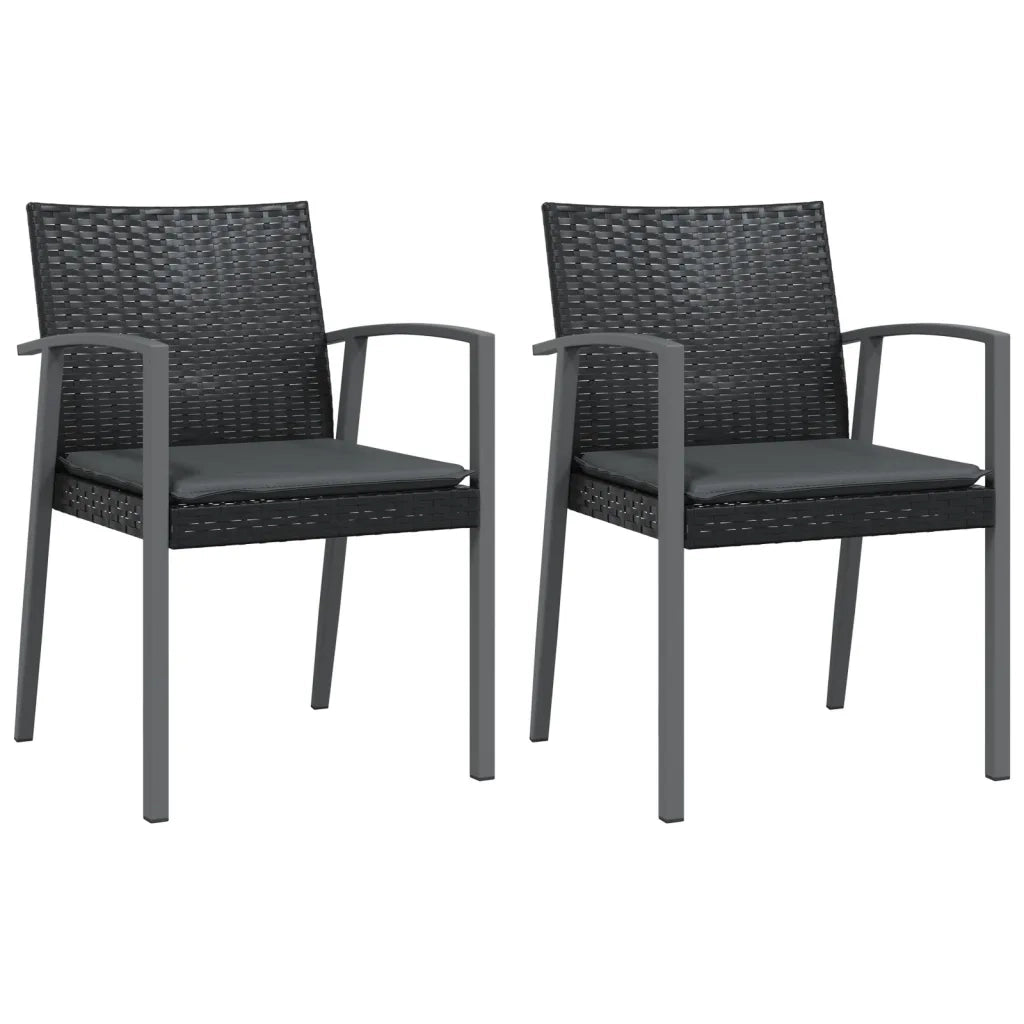 Set Pranzo da Giardino 3pz con Cuscini in Polyrattan e Acciaio