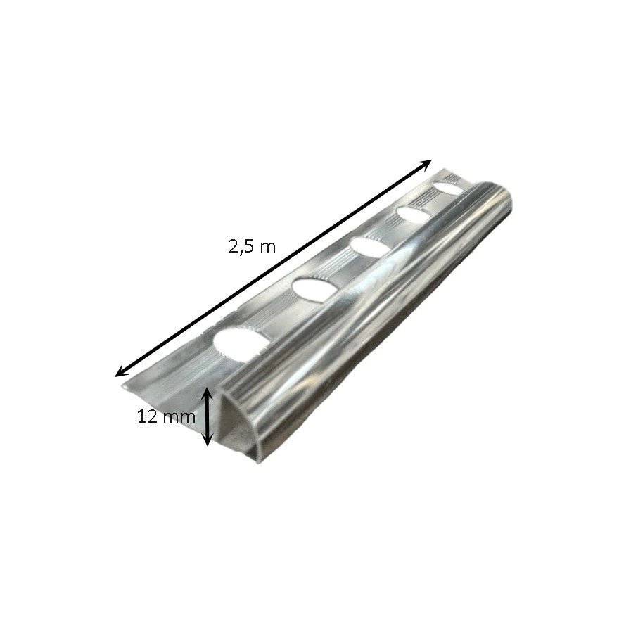 Profilo nor tondo in alluminio leggero 2,5 metri : Modello - 12MM SATINATO