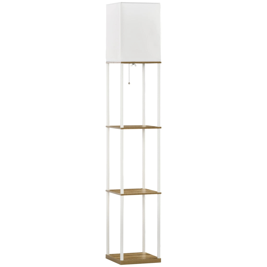 Lampada da terra con scaffali ¨C zephmum ¨C bianco/marrone 26x26x159cm