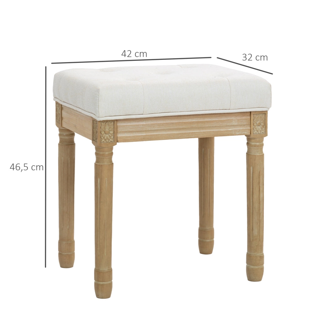 Pouf ¨C zephmum ¨C Beige, Lino Sint¨¦tico, Gambe in Legno