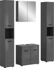 Set di combinazione da bagno 5 pezzi - insieme da lavabo - armadio per ripostiglio - MDF a finitura alta - design moderno - 150 cm x 190 cm x 34 cm