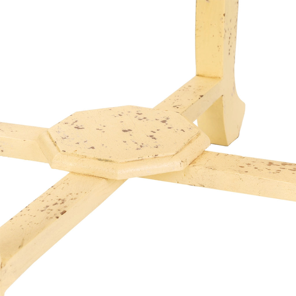 Tavolino in legno e metallo avorio 45x45x52h
