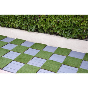 Set 12 Greenplate Piastrelle Modulari in Plastica con Erba Sintetica 37,7 x 37,7 cm