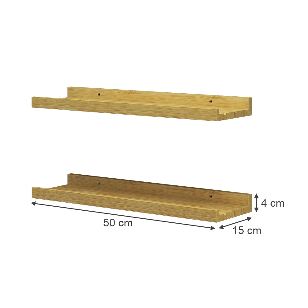 Vicco Scaffale a muro Legno naturale 50 x 4 cm Set di 2