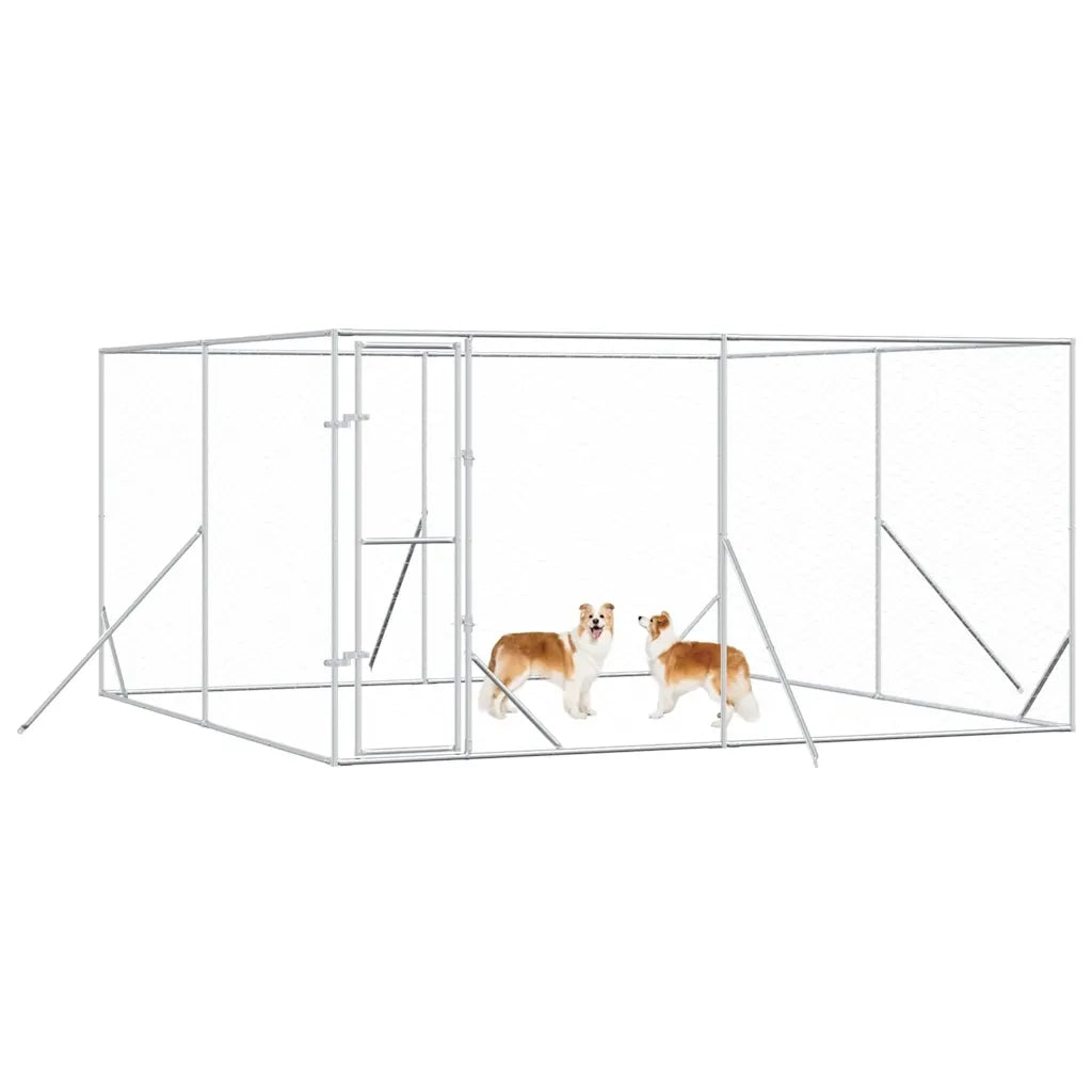 Cuccia per Cani da Esterno Argento 4x4x2 m in Acciaio Zincato 3190455