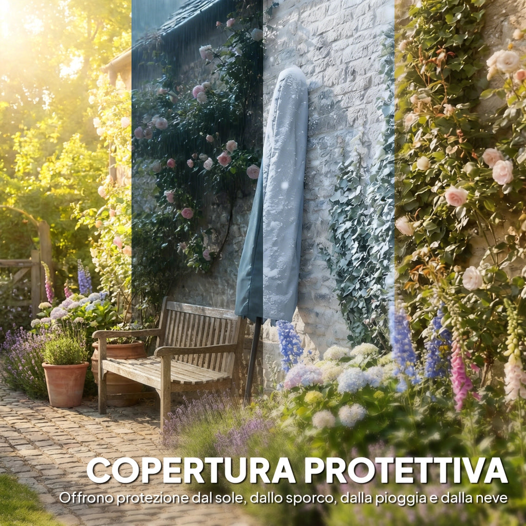Ombrellone da Giardino Inclinabile 3x3 m ¨C Zephmum ¨C Grigio Metallo Poliestere