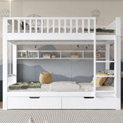 Letto a Castello Bambini con Cassetti e Scala ¨C Xylo ¨C Pino Bianco 90x200