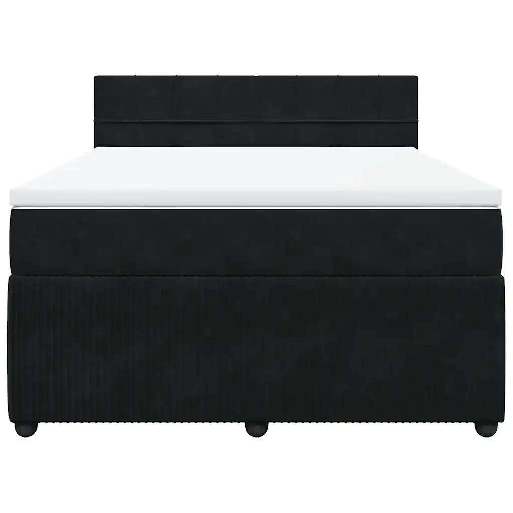 Giroletto a Molle con Materasso Nero 140x190 cm in Velluto 3290036