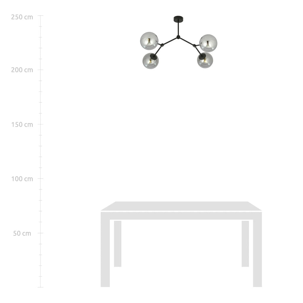 Plafoniera Minimal Iperione Acciaio Nero Grigio 4 Luci E14 Ip20