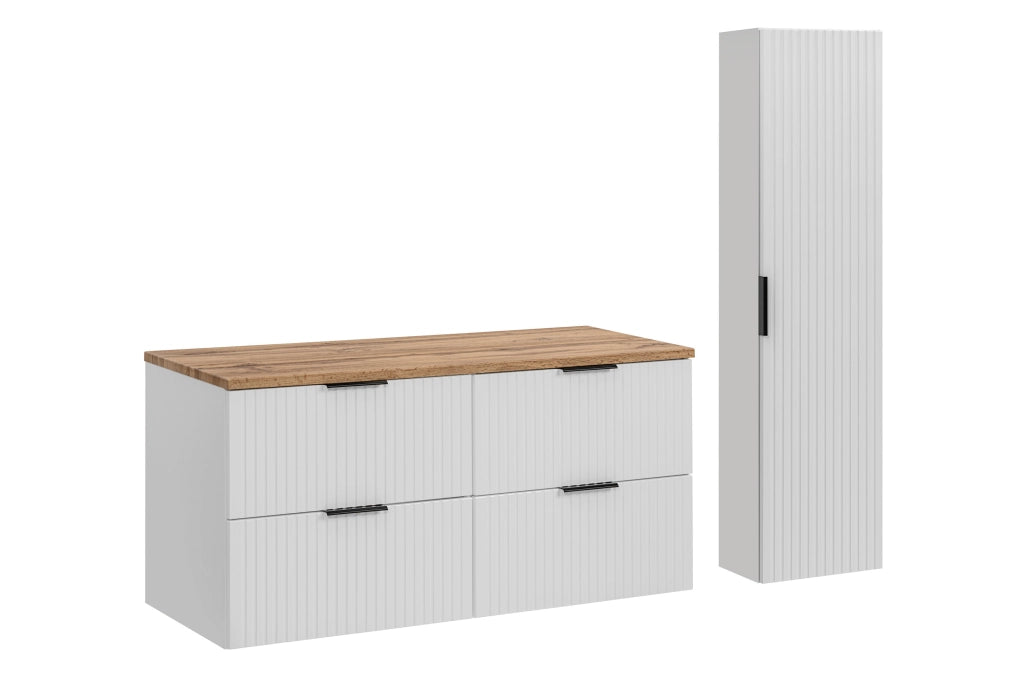 Set mobili bagno 120 cm con piano e Szafką wysoką Adel White 120 x 1401 x 46 cm
