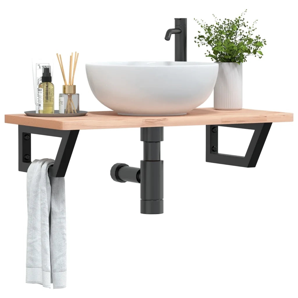 Reggimensole per Lavabo 2 pz-Supporti per mensole a muro Nere Trapezio in Acciaio 262851