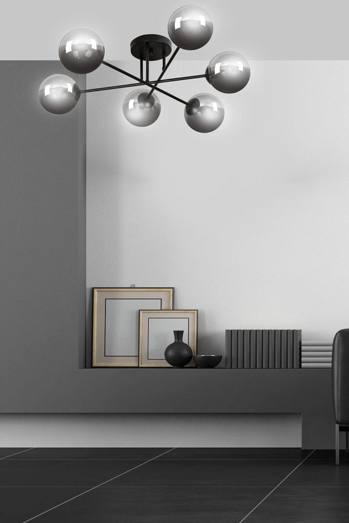 Lampadario Emibig Brendi 6xE14 nero/grafite 93cm IP20