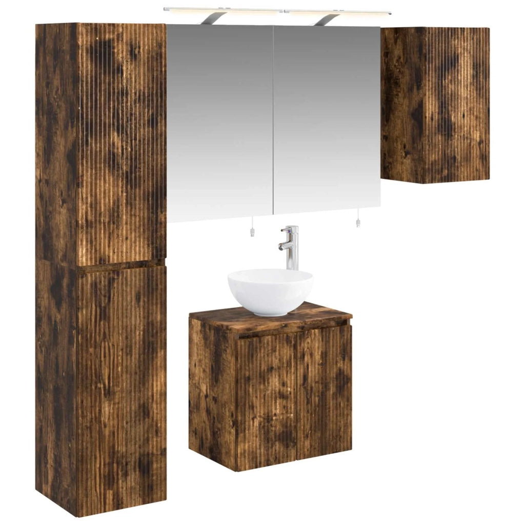 Set di Armadi da Bagno 5 pcs Rovere Fumo 50 x 14,5 x 70 cm 3407291