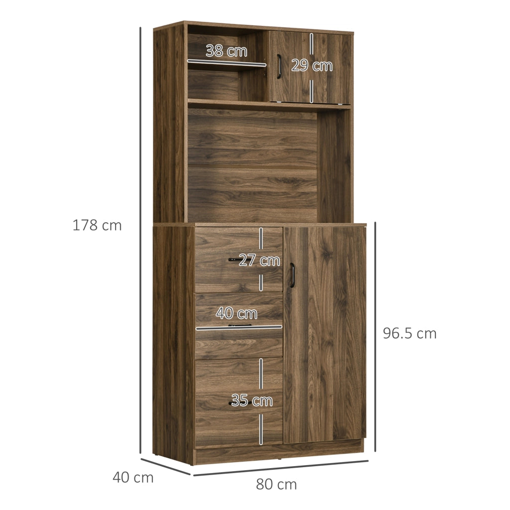 Credenza Moderna con 3 Cassetti e Armadietti Mobile Dispensa in Legno