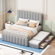 Letto imbottito con giroletto e cassetti ¨C Minimal ¨C grigio 140x200 cm