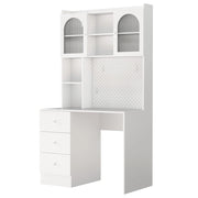 Scrivania con 3 cassetti; 6 vani e bacheca - per studio - in MDF - 100×55×180 cm - bianco