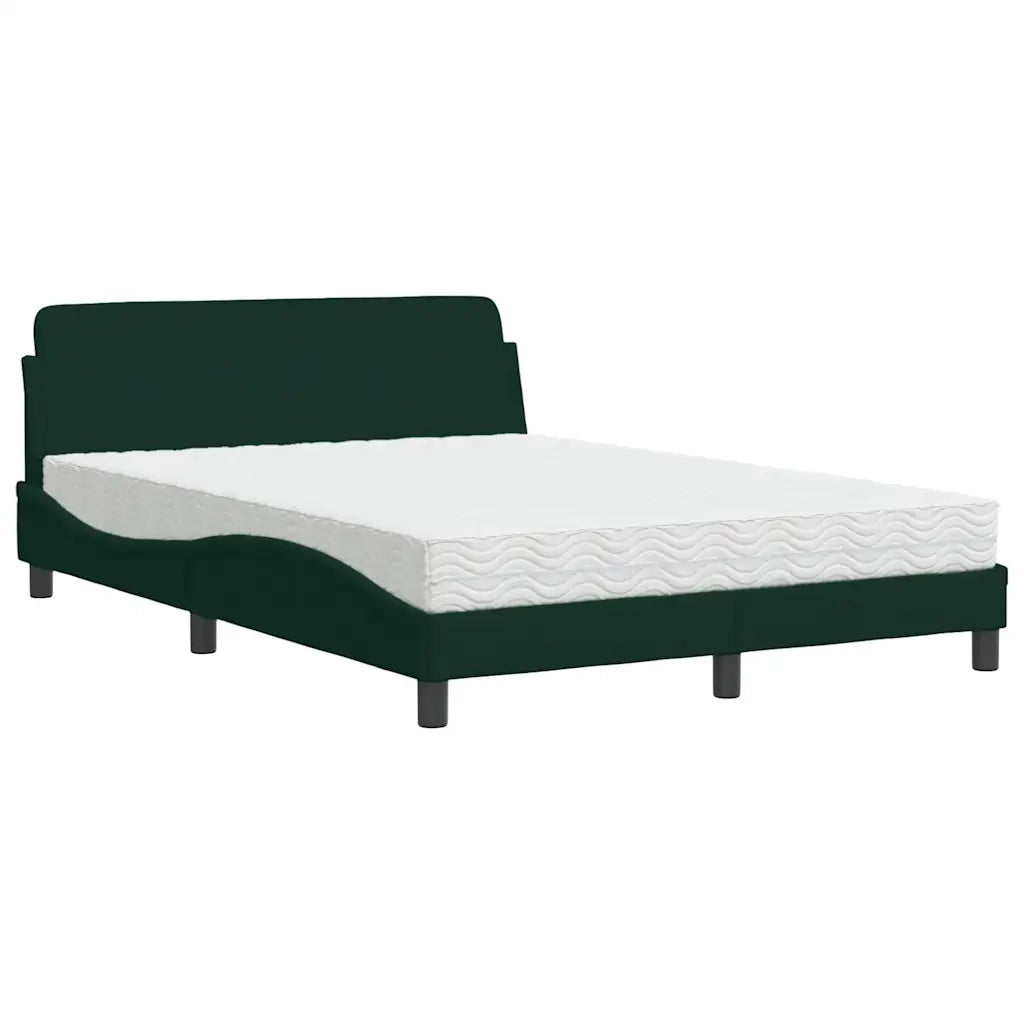 Letto con Materasso Dover Verde Scuro 140x200 cm in Velluto