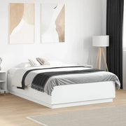 Giroletto con Luci LED-Struttura Letto Bianco 135x190 cm in Legno Multistrato 800979