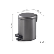 Portarifiuti 3 lt Potty gun metal 25,1 x 17,4 x 22,6 cm