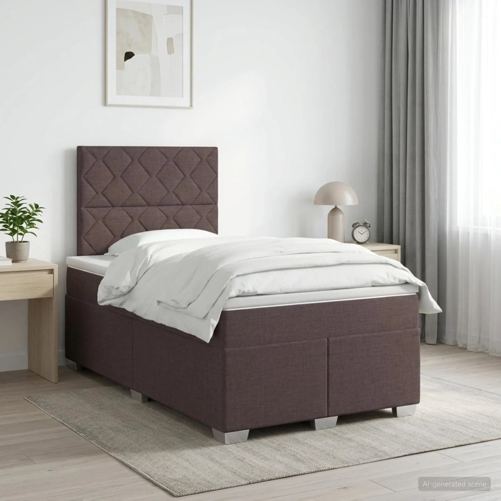 Letto box spring con materasso Marrone Scuro 120 x 200 cm 3453391