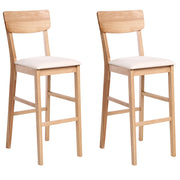 Set di 2 sedie da bar Marrone chiaro e beige chiaro Seduta imbottita in legno di gomma e poliestere
