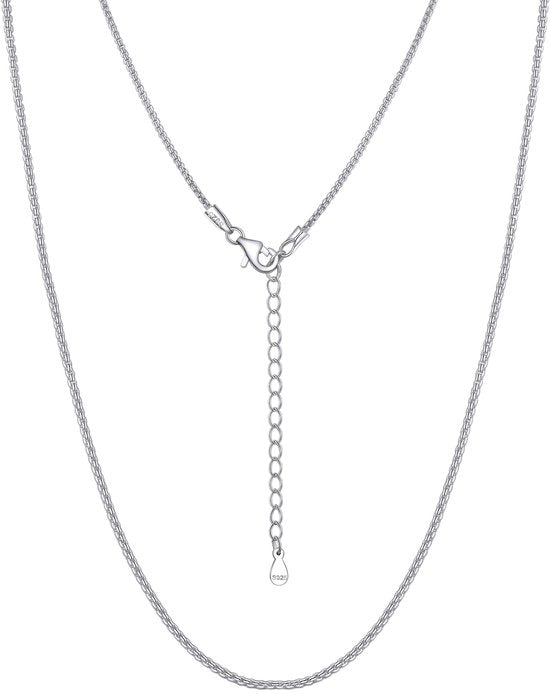 Collana per collo in argento 925 - Catena quadrata - Lunghezza 41 cm/46 cm/51 cm/55 cm/61 cm - Design semplice e moderno - Durata e comodità per l'accessorio da orecchio