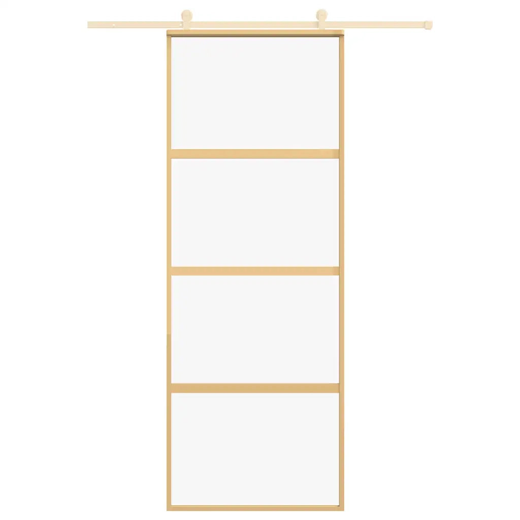 Porta Scorrevole Dorata 76x205 Vetro Trasparente ESG Alluminio