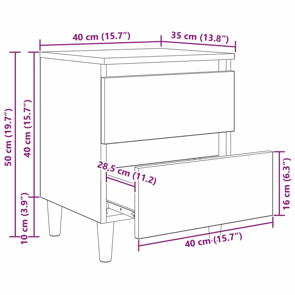 Armadietto per letto con cassetto Legno vecchio 40 x 35 x 50 cm CFW3695685