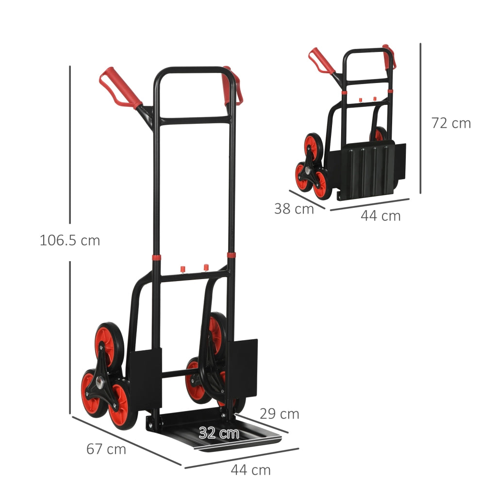 Carrello Portapacchi Pieghevole ¨C zephmum ¨C Rosso e Nero, Metallo, 44x38x106.5 cm
