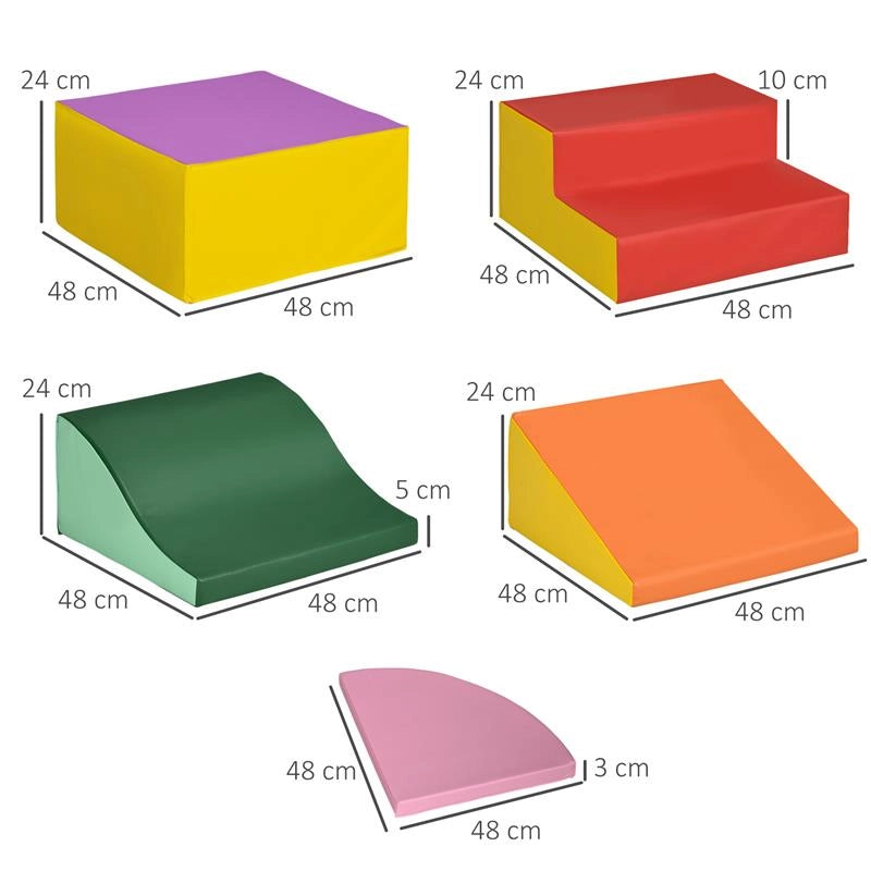 SET COSTRUZIONI MORBIDE PER BAMBINI 1-3 ANNI DA 6 PEZZI IN PU ED EPE MULTICOLORE