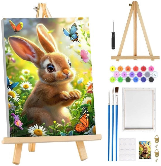 Pittura su Misura - Per Adulti - Con Lista - Carrozzino in Legno - Fai da Te - Kit di Pittura Acrilica - Per Principianti