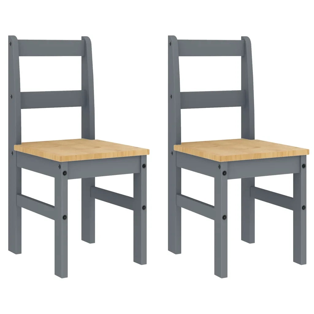 Set da Pranzo 4 pz Panama Grigio in Legno Massello di Pino 3345186