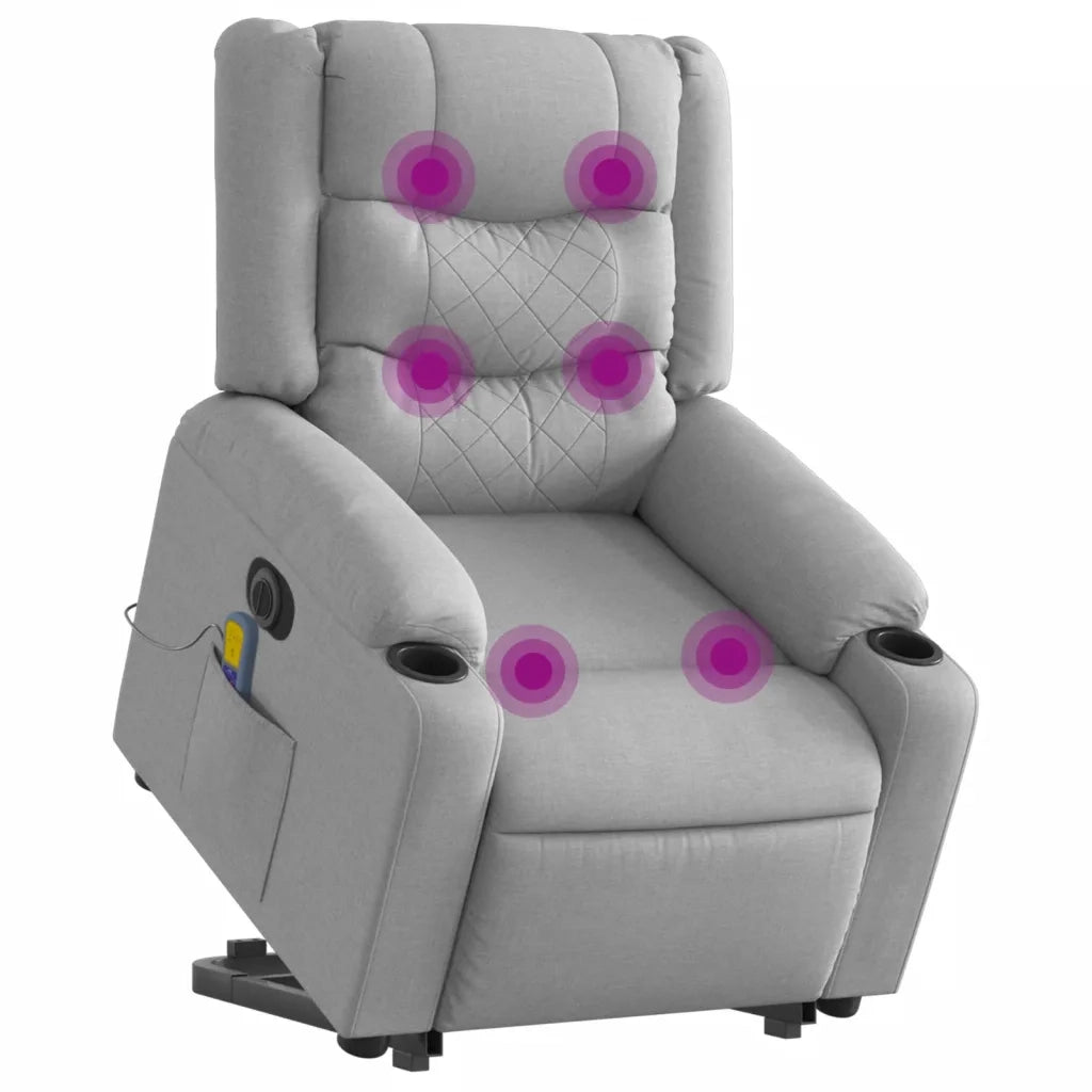 Poltrona Alzapersona Massaggi Elettrica Grigio Chiaro Tessutocod mxl 85156