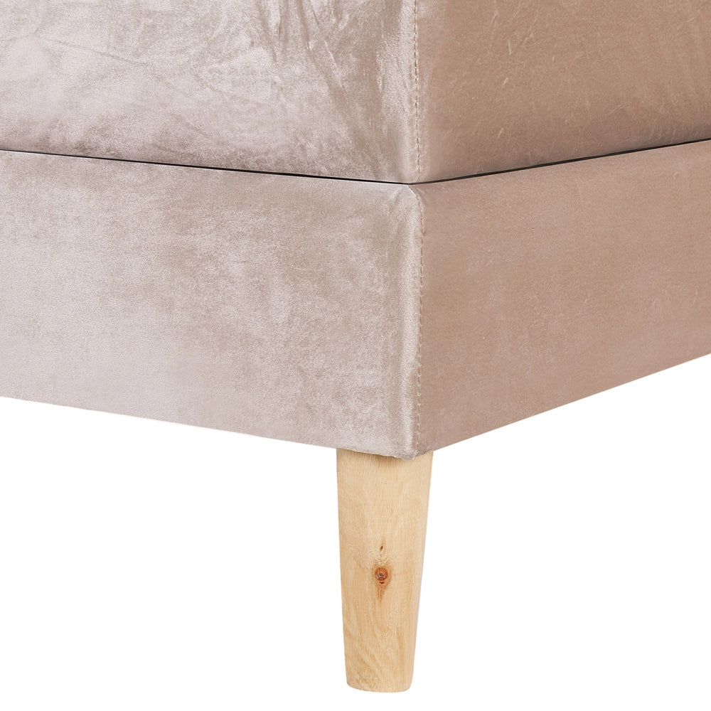 Letto in velluto beige tappezzeria 180 x 200 cm Continental con testiera del materasso a molle