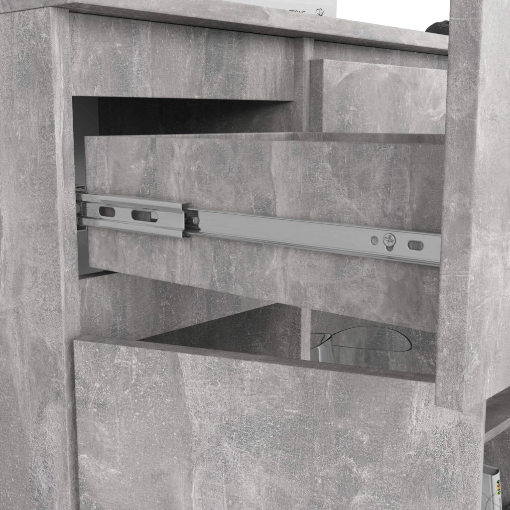 Cassettiera AKORD K100 Cemento 101 cm 2 ante 3 cassetti 101x35x98 cm