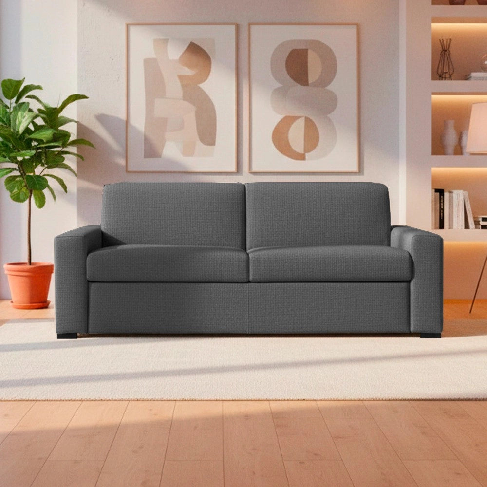 Divano letto 3 posti Flash tessuto Queens colore cenere 200x98x86h