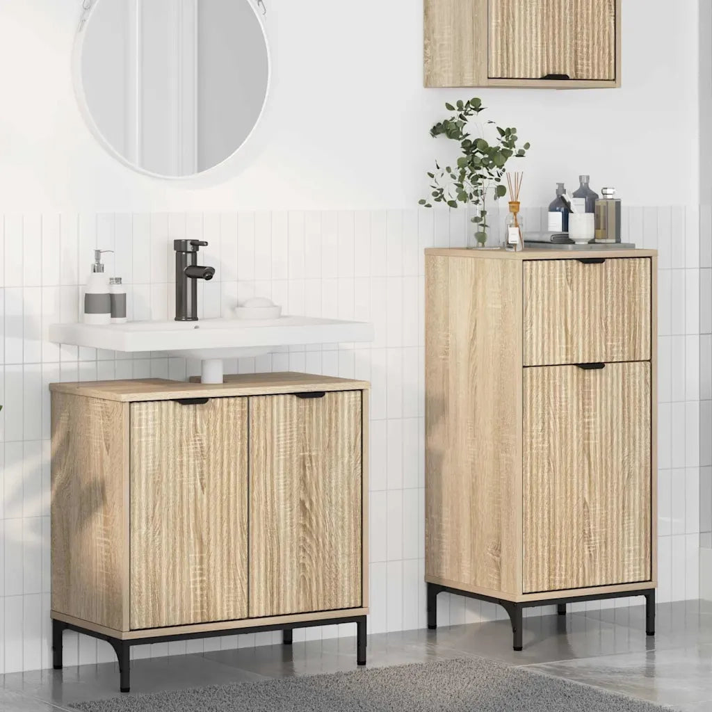 Set di mobili per il bagno con cassetto 2 pcs Rovere Sonoma