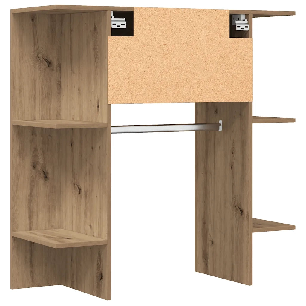Elegante mobiletto da ingresso a parete con ripiani 97,5 x 37 x 99 cm realizzato in legno di rovere composito finitura artigianale 02_0051016