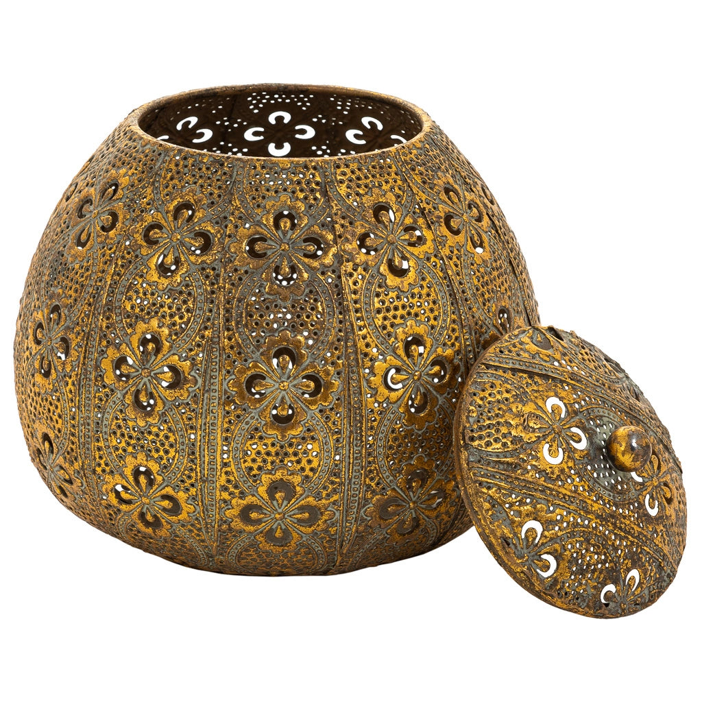 Portagioie in metallo dorato 17,5x17,5x18h